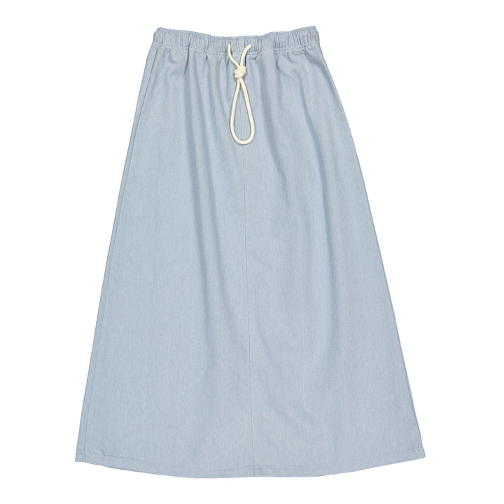 skirt denim drawstring - washed blue