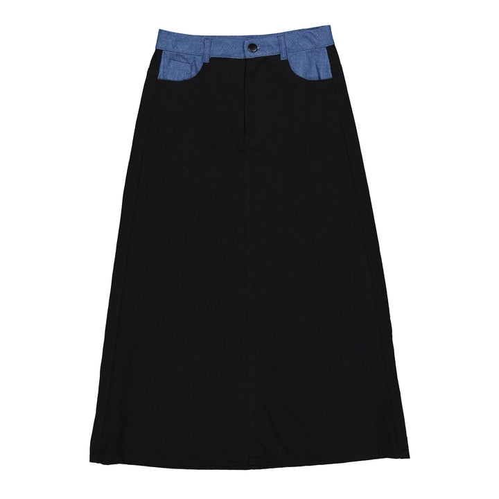 skirt denim contrast - black jean