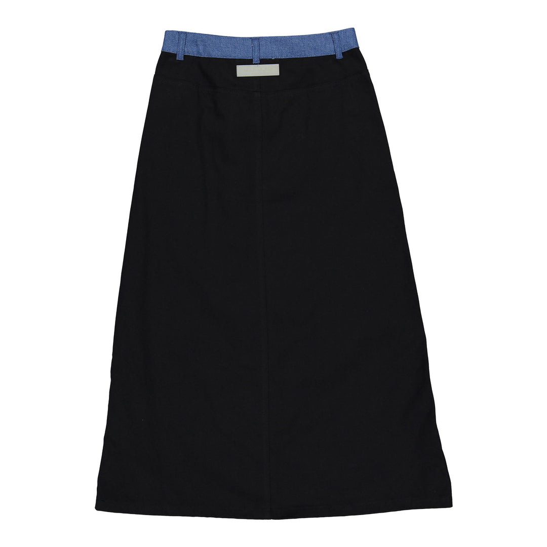 skirt denim contrast - black jean