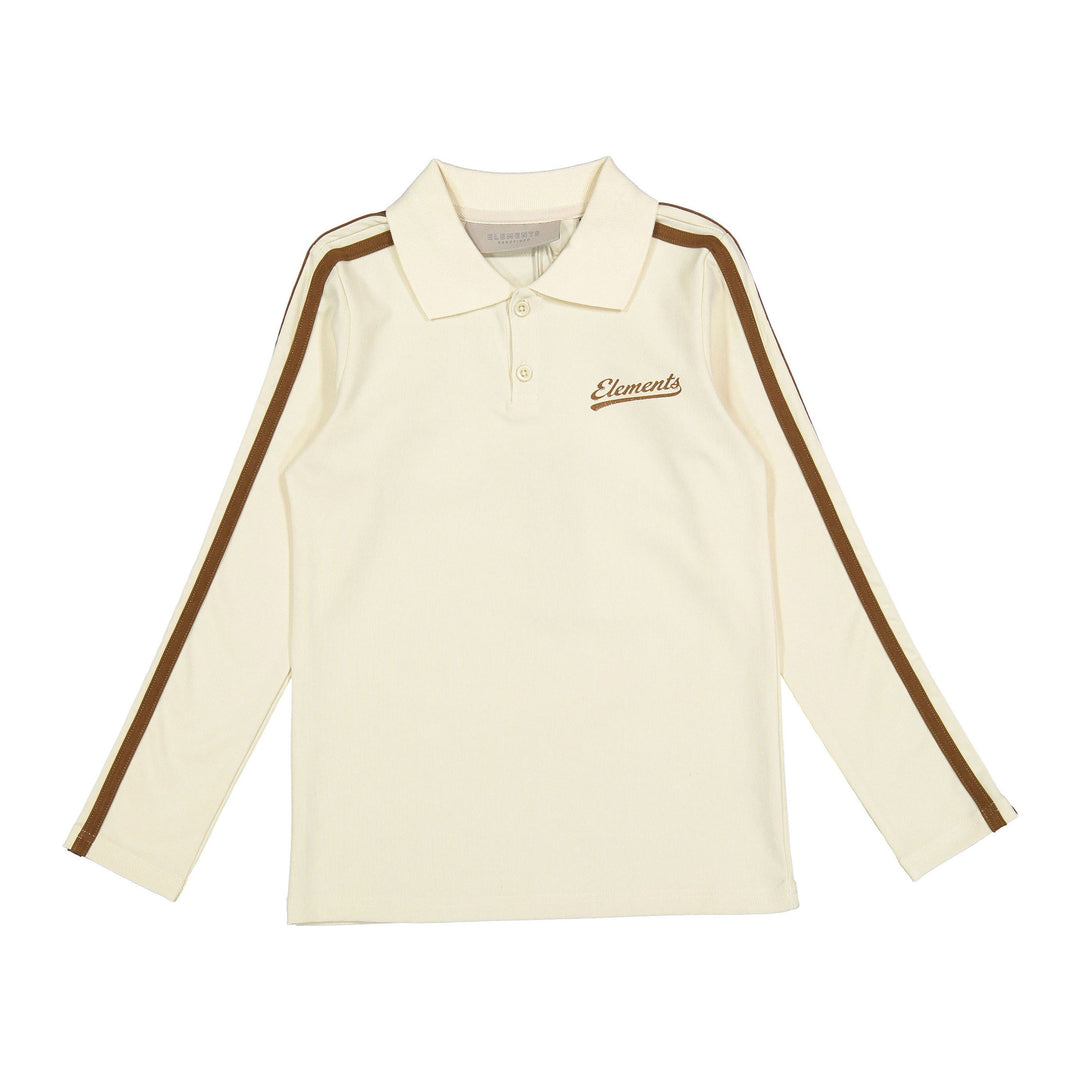 polo l/s striped sleeve - cream/taupe