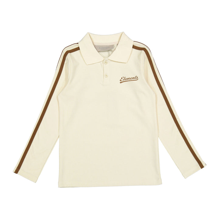 polo l/s striped sleeve - cream/taupe