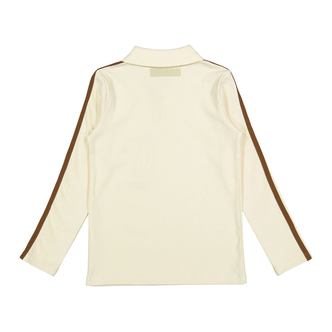 polo l/s striped sleeve - cream/taupe
