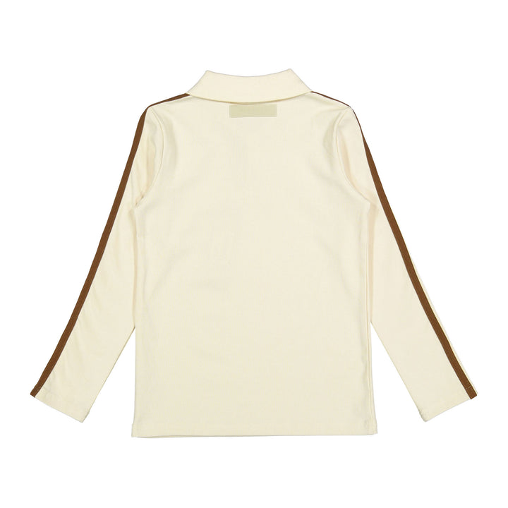 polo l/s striped sleeve - cream/taupe