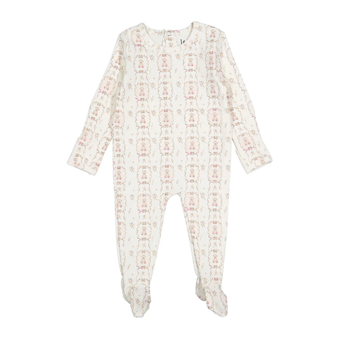 footie teddy print - mauve