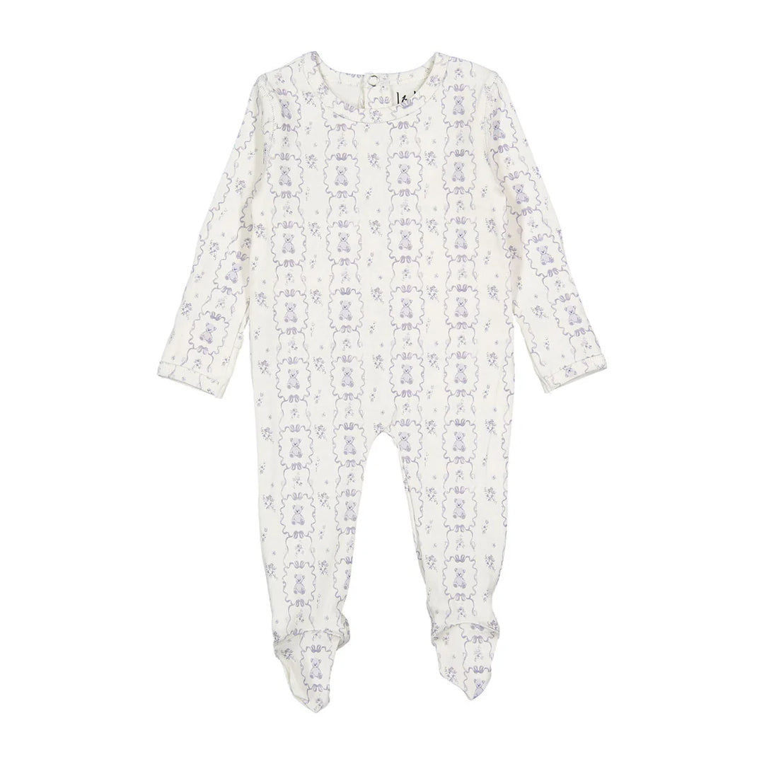 footie teddy print - blue