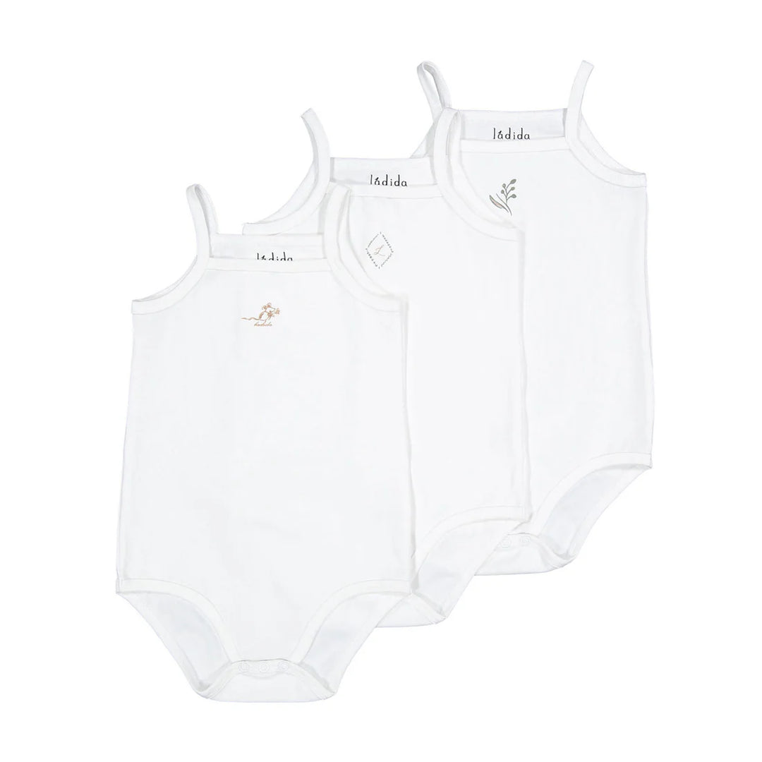 onesie cotton small print 3 pack - white