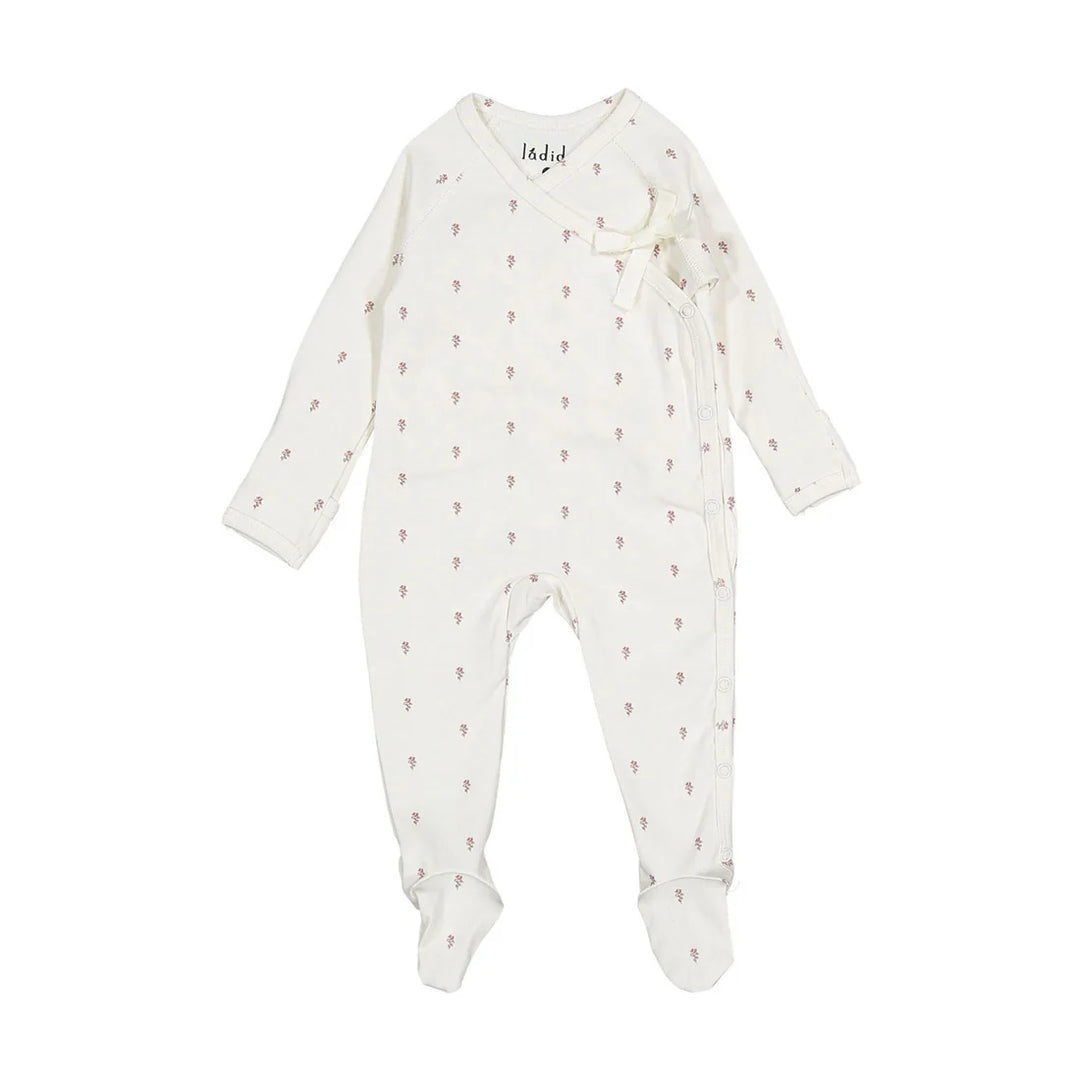 footie tiny rose print - pink