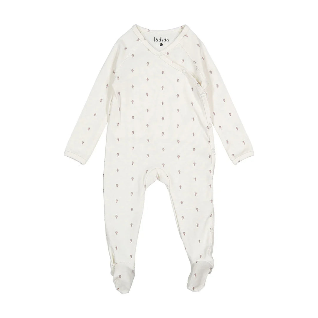 footie tiny rose print - green