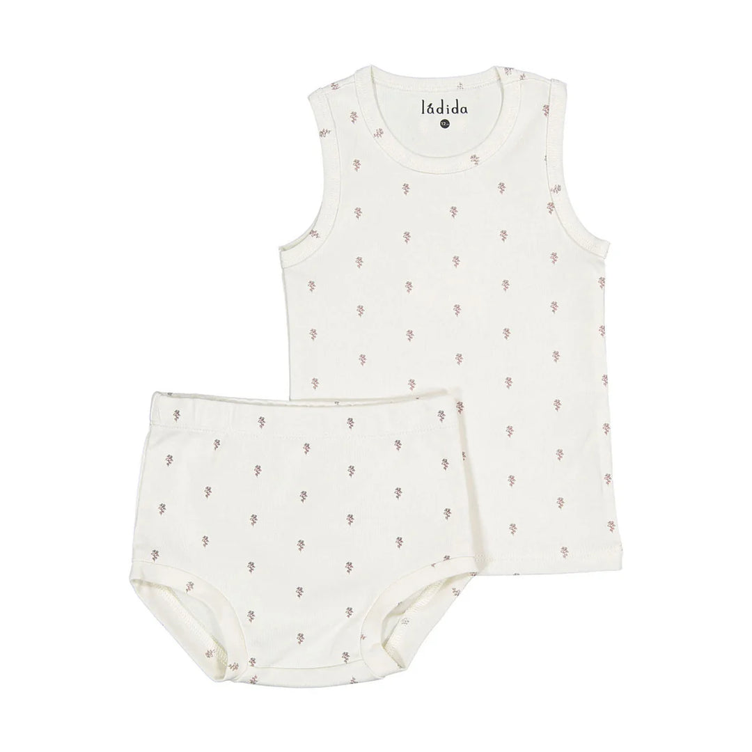 set outfit tiny rose print bloomer set - green