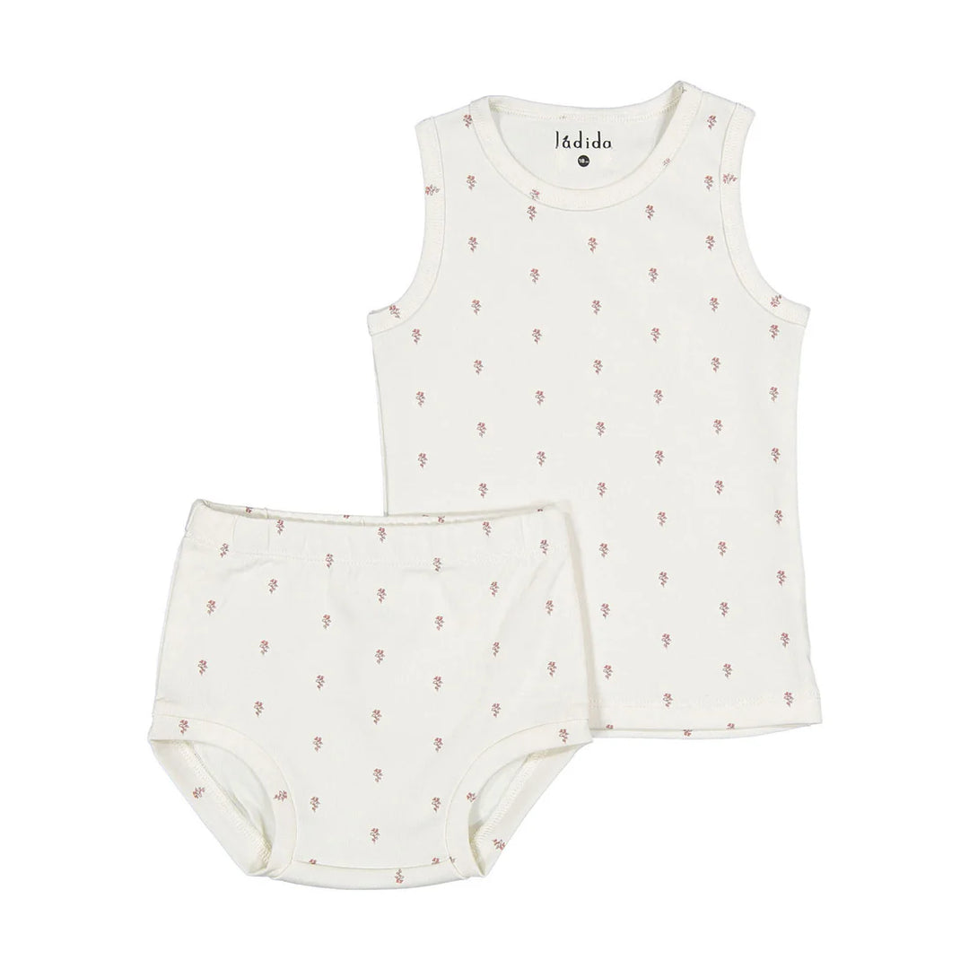 set outfit tiny rose print bloomer set - pink