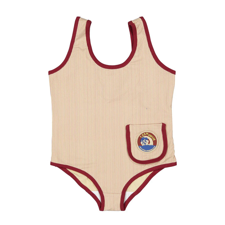 bathing suit striped - red