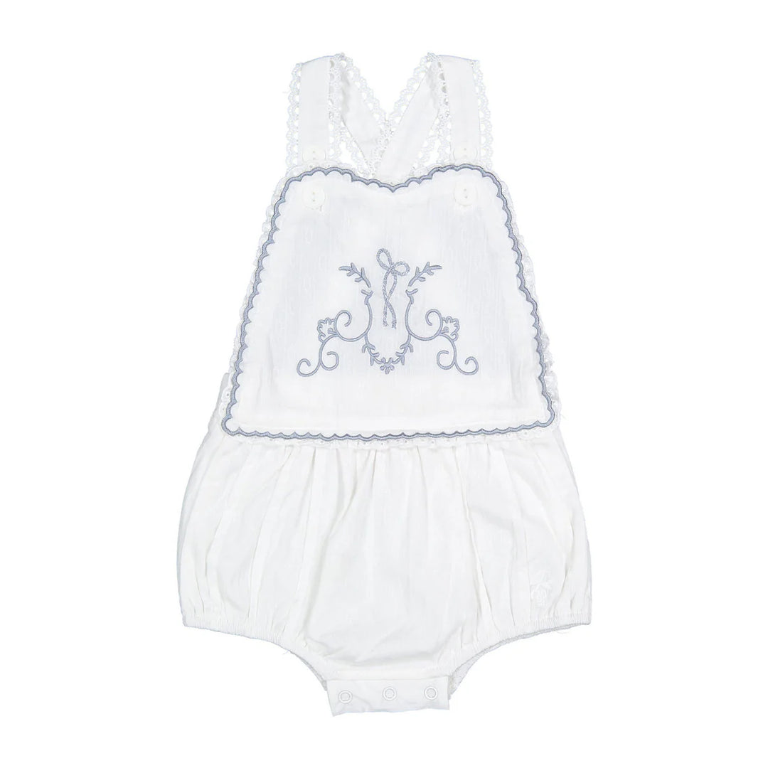one piece embroidered crossback romper - white