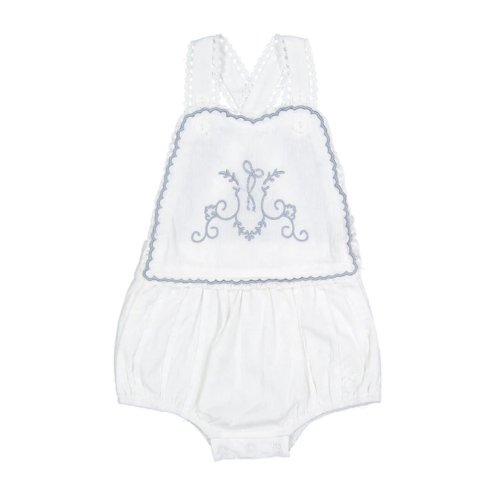 one piece embroidered crossback romper - white