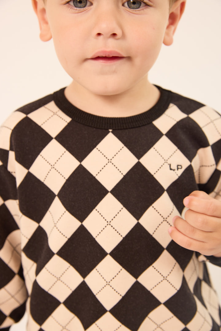 set outfit argyle sweatshirt and leggings - black