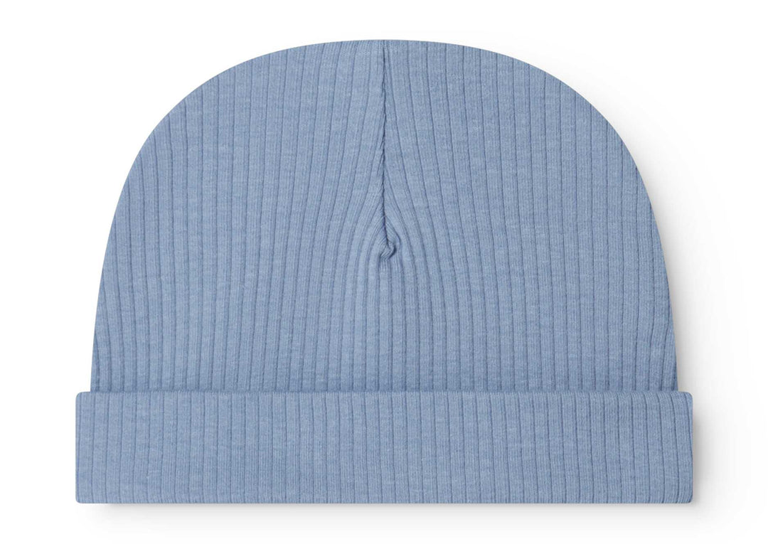 set footie ribbed wrap with beanie and blanket - blue iris