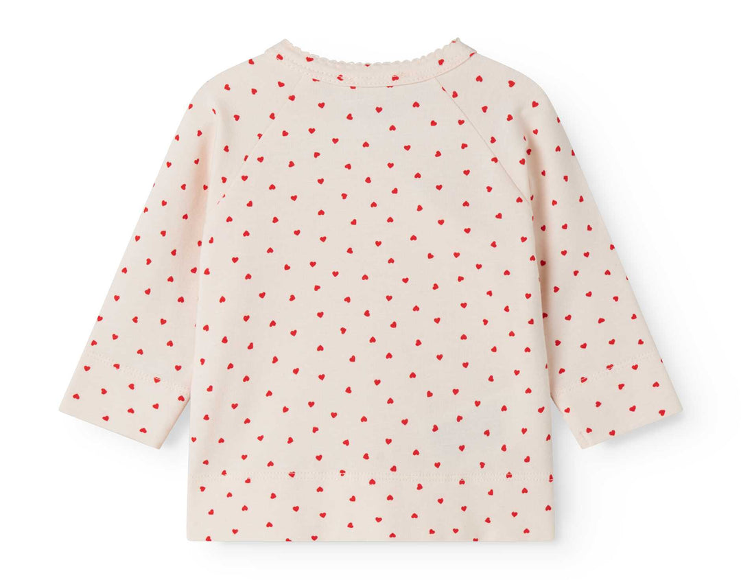 set knit heart print wrap top and footie pants with beanie - happy hearts