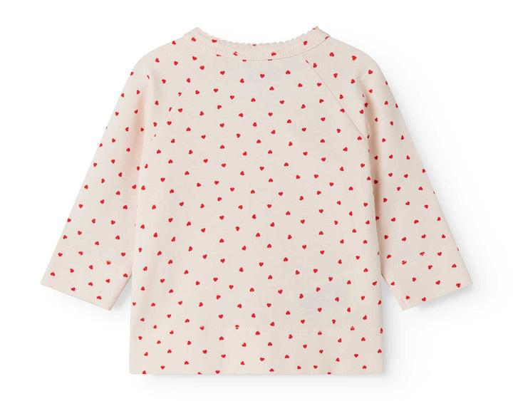 set knit heart print wrap top and footie pants with beanie - happy hearts