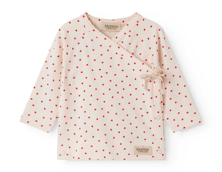 set knit heart print wrap top and footie pants with beanie - happy hearts