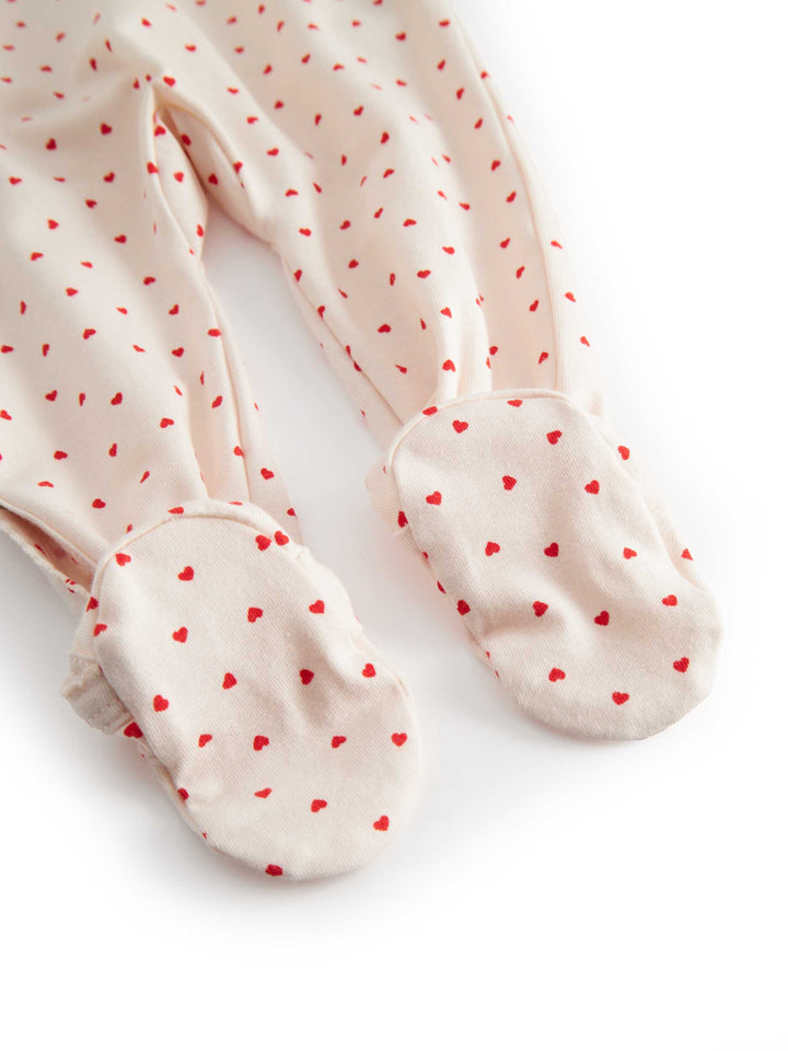 set footie heart print wrap with beanie and blanket - happy hearts