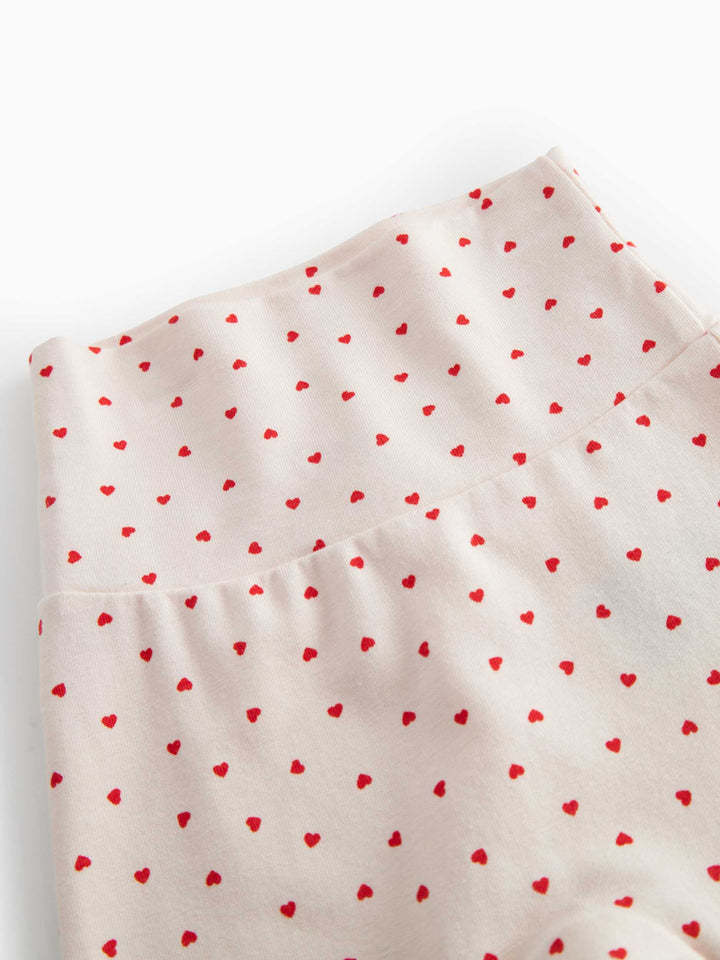 set knit heart print wrap top and footie pants - happy hearts