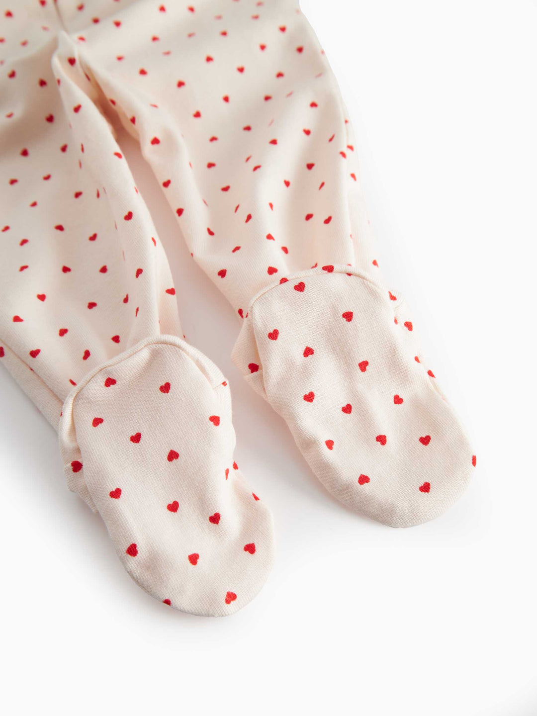 set knit heart print wrap top and footie pants with beanie - happy hearts