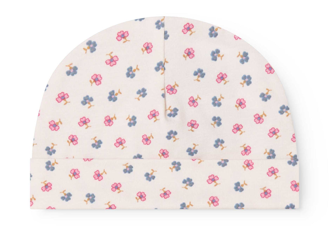 footie floral dot print with beanie - roses