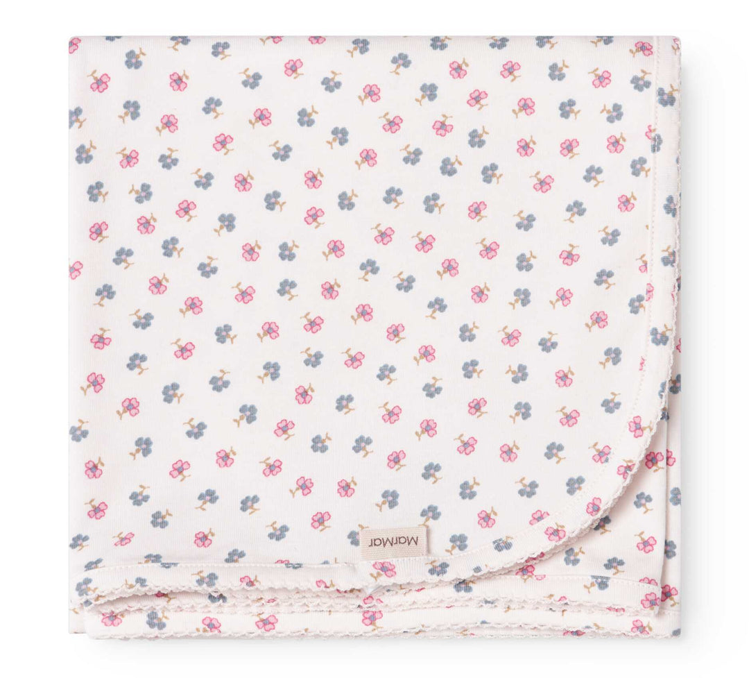 set footie floral dot print with beanie and blanket - roses