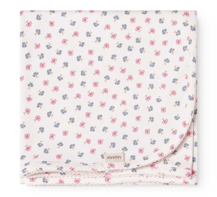 set footie floral dot print with beanie and blanket - roses