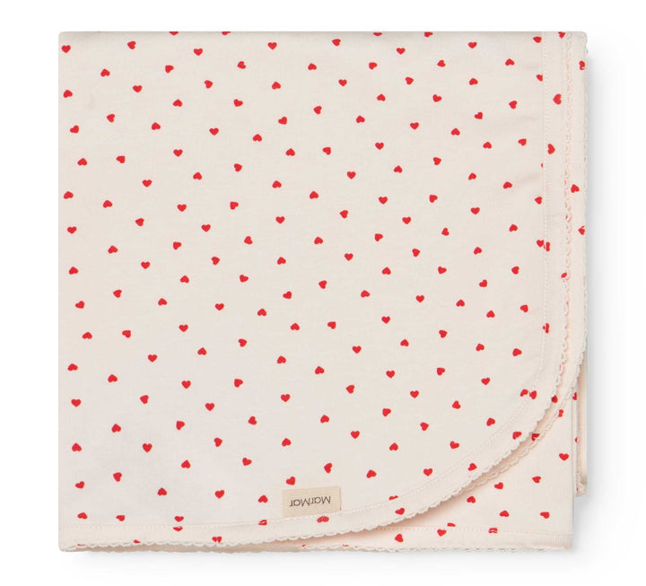 set footie heart print wrap with beanie and blanket - happy hearts