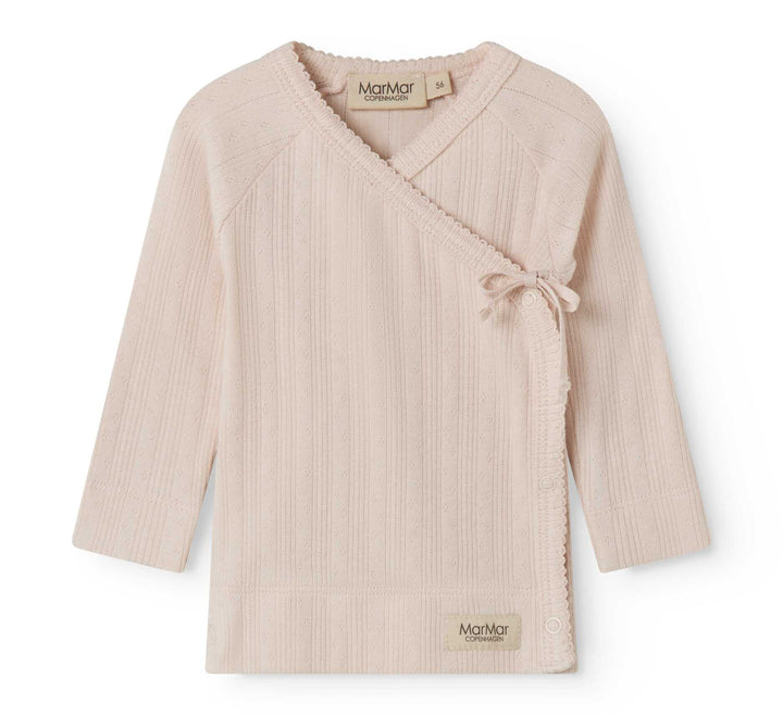 set knit pointelle wrap top and footie pants - misty pink