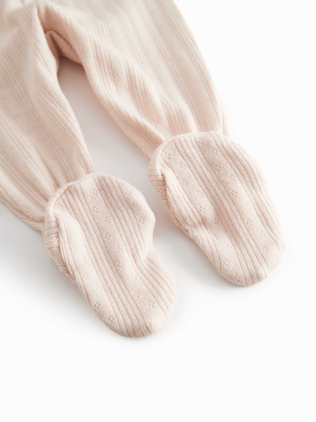 set knit pointelle wrap top and footie pants - misty pink