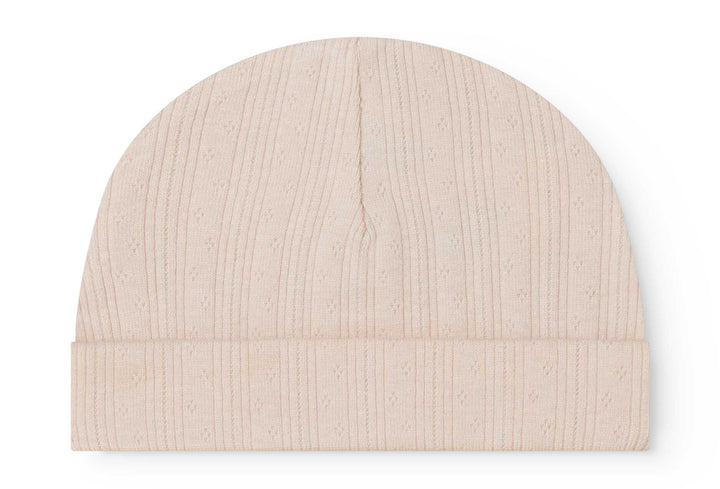 set footie pointelle wrap with beanie and blanket - misty pink