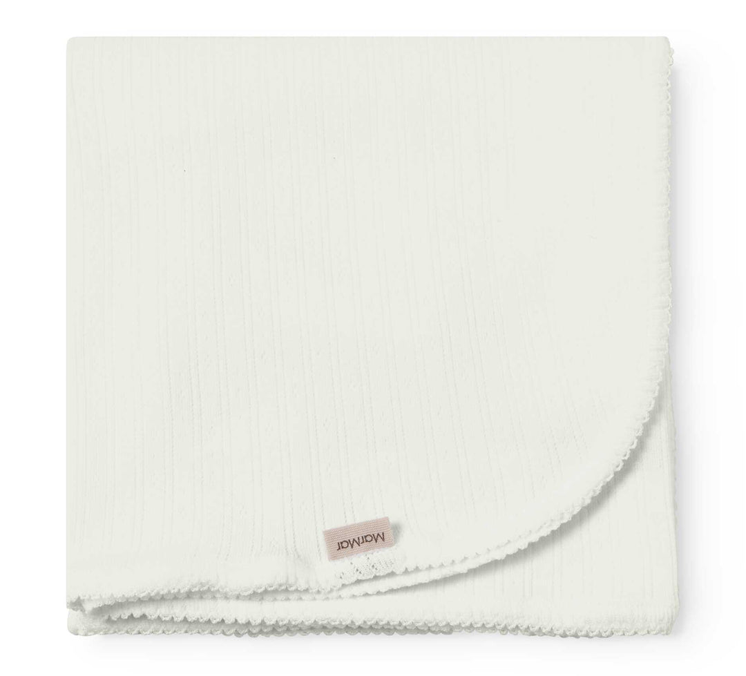 set footie pointelle wrap with beanie and blanket - gentle white