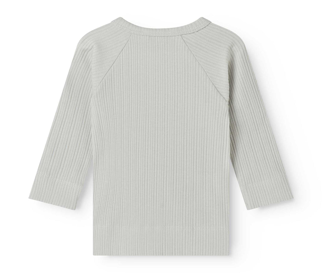 set knit ribbed wrap top and footie pants - morning dew