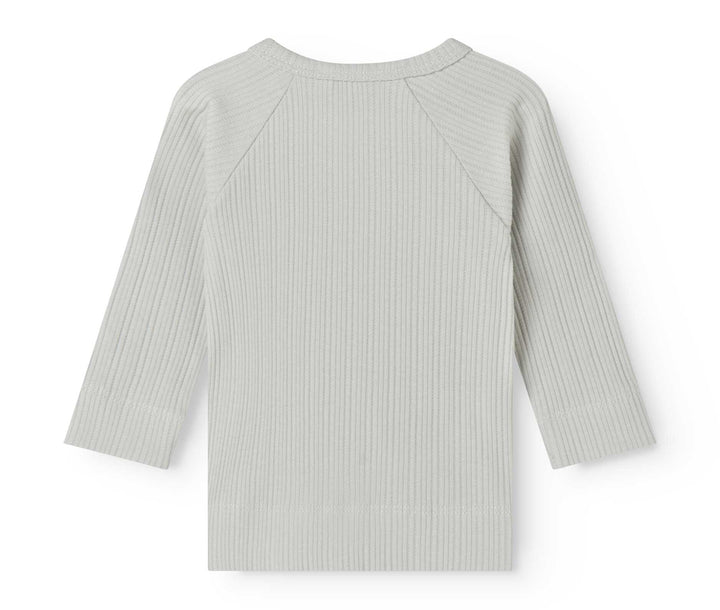 set knit ribbed wrap top and footie pants - morning dew