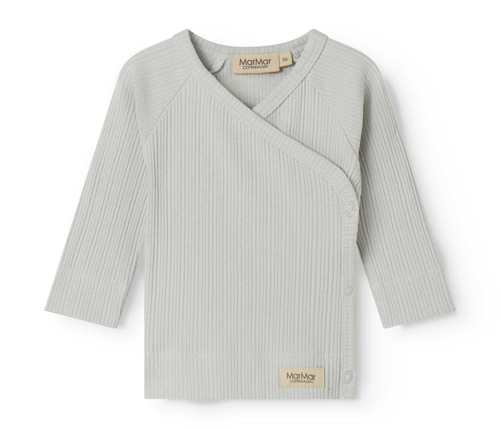 set knit ribbed wrap top and footie pants - morning dew