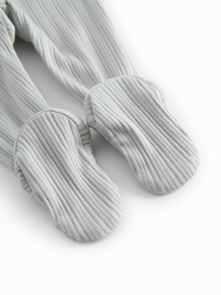 set knit ribbed wrap top and footie pants - morning dew