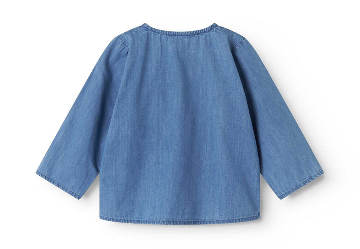 shirt l/s henley - blue denim