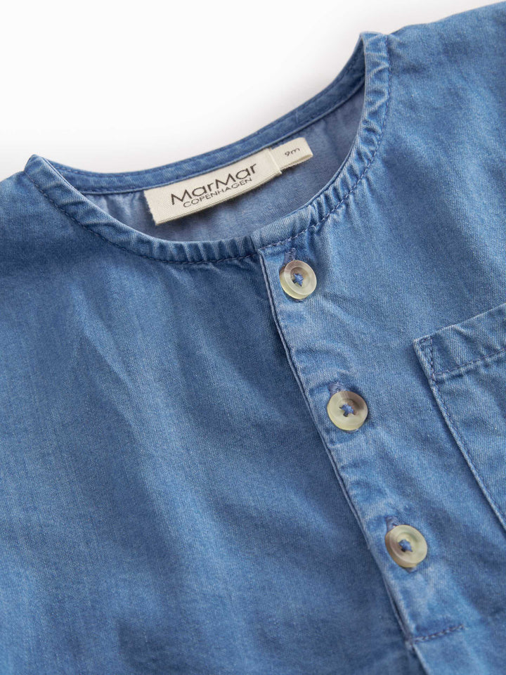 shirt l/s henley - blue denim