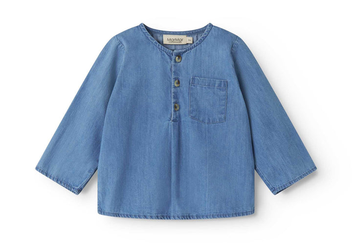 shirt l/s henley - blue denim