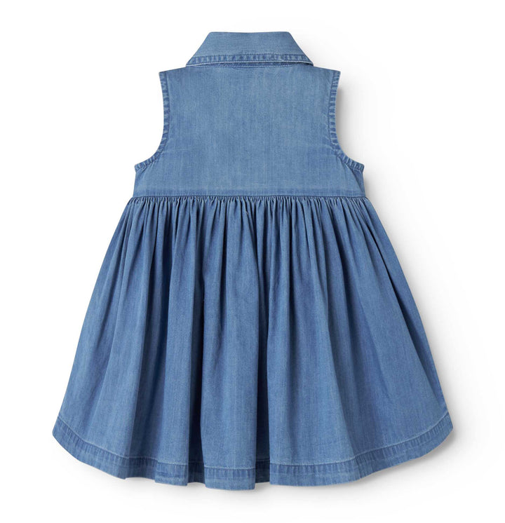 dress button down jumper with pockets - blue denim