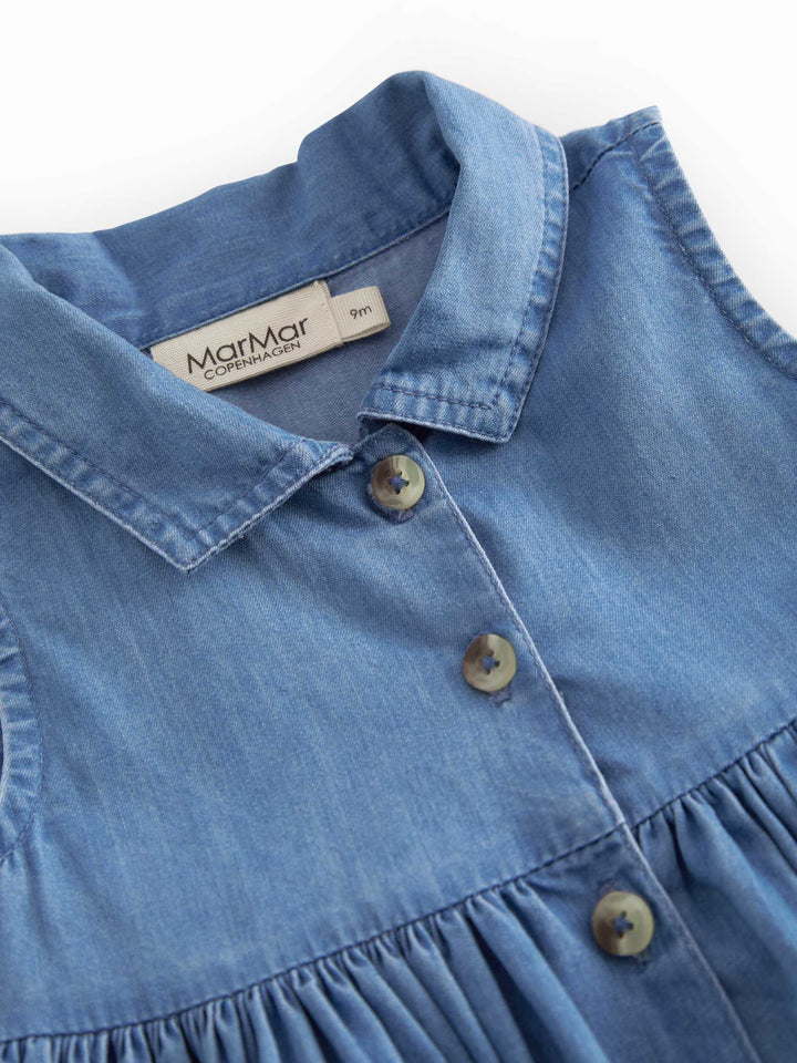 dress button down jumper with pockets - blue denim