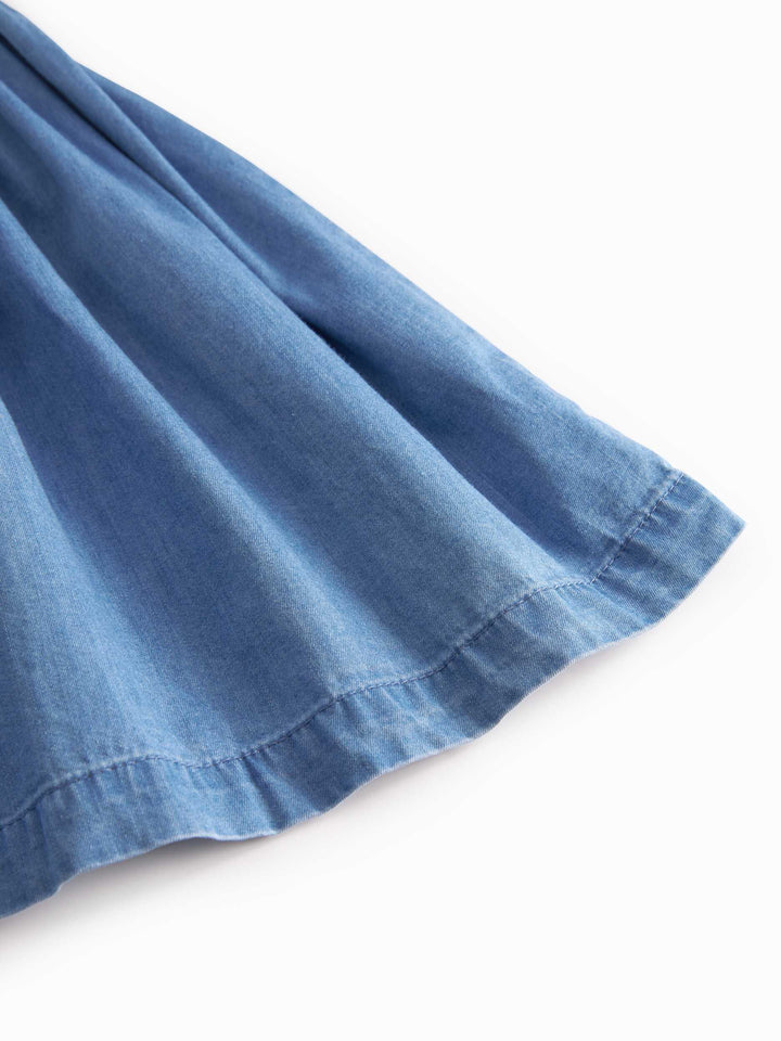 dress button down jumper with pockets - blue denim