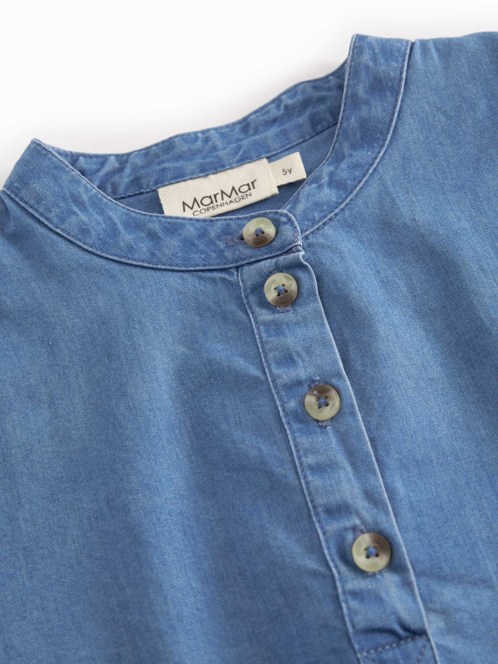 shirt l/s mandarin collar - blue denim