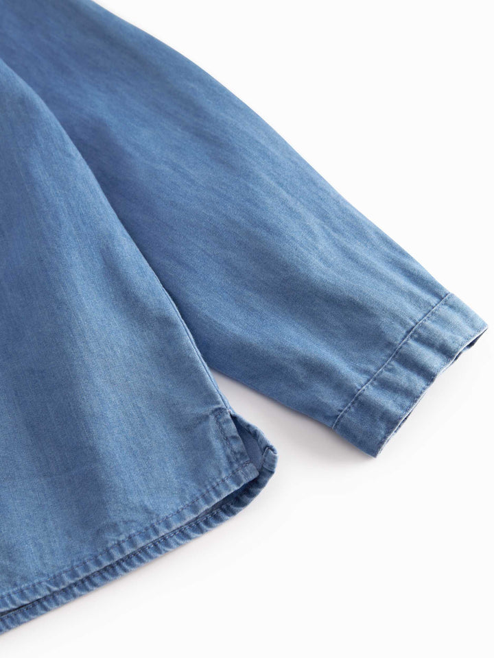 shirt l/s mandarin collar - blue denim