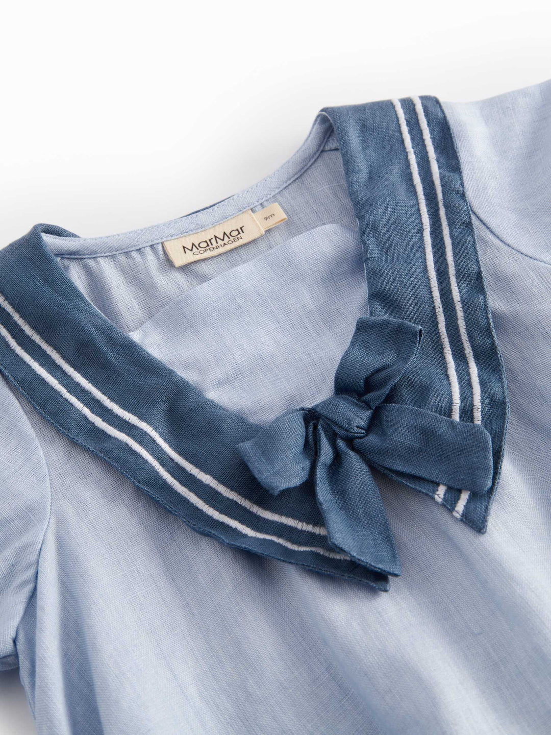 one piece s/s linen sailor romper - blue mist