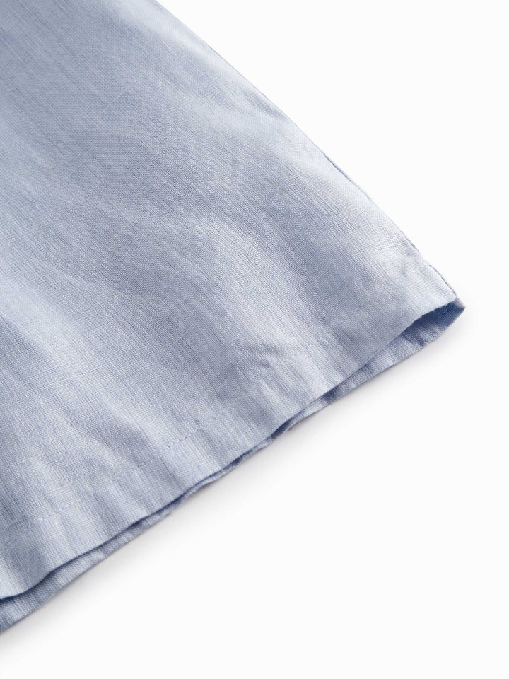 shirt s/s linen sailor style - blue mist