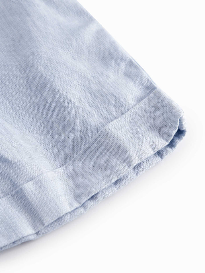 shorts linen double breasted - blue mist