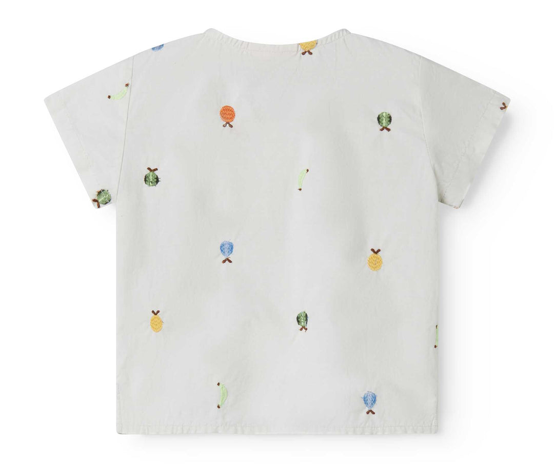 set outfit fruit embroidered shirt and shorts - natural