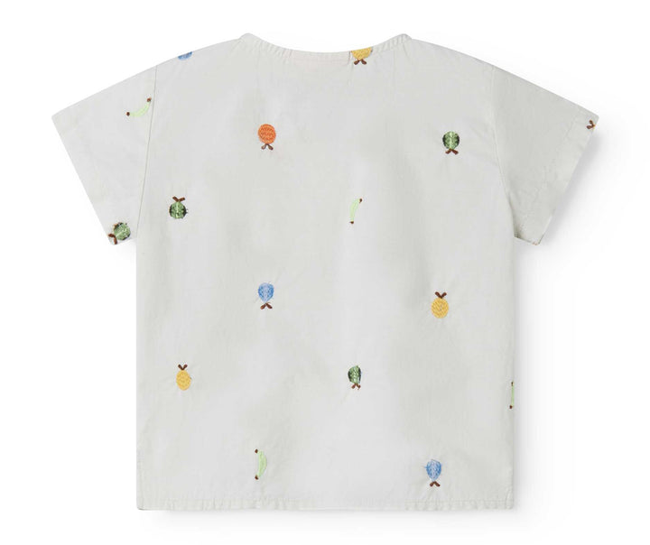 set outfit fruit embroidered shirt and shorts - natural